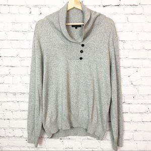 Jeanne Pierre Gray Cowl Neck 3 Button Sweater - XL